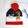 Winter Collection Christmas Elk Pattern Beanie Hat Winter Ear Warm Knitted Hat, Ball Knited Beanie Winter Hats